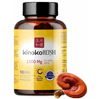 Afbeelding van Pure Reishi 1500mg 90 Capsule 50% Bioactieve Beta glucan Polysacchariden Β (1,3) (1,6) Ganoderma Lucidum Kinoko 100% Veganistisch Magnesium Stearaat Vrij