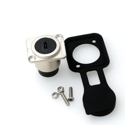 Afbeelding van ZBLZGP Jack naar vrouwelijk paneel vaste pas through module connector D type mount coupler C uitbreiding gegevensoverdracht adapter voor netwerk industriële audio video apparaten, zilver
