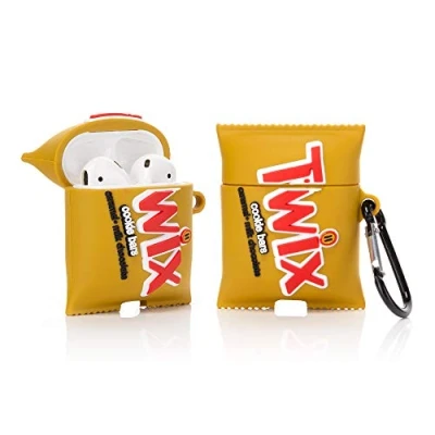 Afbeelding van YIGEYI Siliconen Case Compatibel met Airpods 1 &amp; 2 Grappige Leuke 3D Cartoon Cover [Leuke Snacks Serie 2] (Twix)
