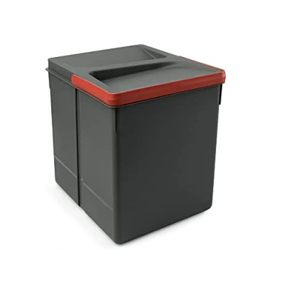 Afbeelding van Emuca Ecuca vuilnisemmer, recyclingvakken, voor snijbasis Afvalemmer. H266 (1x15L) grijs