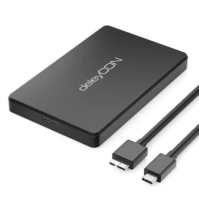 Afbeelding van deleyCON USB C HDD Behuizing 2,5&quot; 3.1 Gen 1 Externe Voor (6,35 cm) SATA / SSD 7 mm &amp; 9 Montage Zonder Gereedschap Zwart