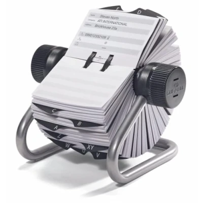 Afbeelding van Durable 248201 Rotatiekaartensysteem Telindex, met 500 kaarten voor telefoon en adresinvoer, register A Z, zilver