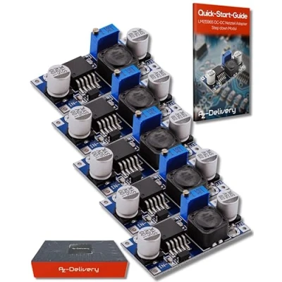 Afbeelding van AZDelivery 5 x LM2596S DC Voeding Adapter Step Down Module compatibel met Arduino inclusief E Book!