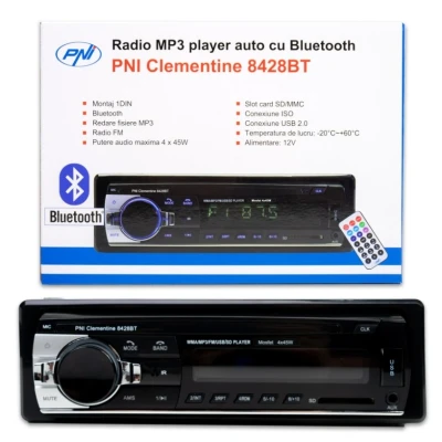Afbeelding van PNI 8428BT, digitale mediaspeler, 4 x 45 W, auto audio FM radio, MP3 speler, USB/SD/AUX handsfree functie met draadloze afstandsbediening, zwart