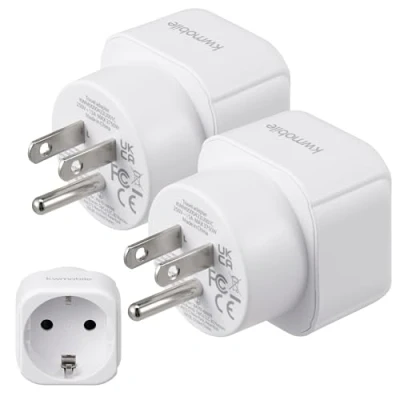 Afbeelding van kwmobile 2x reisstekker type B Ideale reisadapter voor reizen in Amerika Canada en Thailand Reis stekker EU naar USA adapter Wit