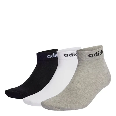 Afbeelding van adidas Uniseks Kind Think Linear Ankle Socks 3 Pairs, Medium Grey Heather/White/Black, 7 8 Years