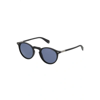 Afbeelding van Polaroid ronde heren mat zwart grijs gepolariseerde zonnebril Sunglasses