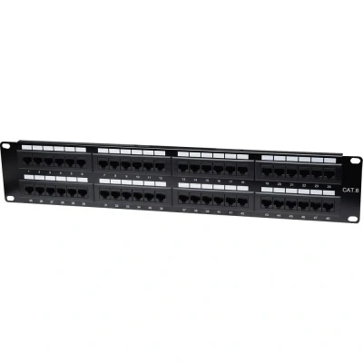 Afbeelding van Intellinet 560283 48 poorten Netwerkpatchpaneel 483 mm (19) CAT 3, 4, 5, 5e, 6 2 HE Zwart