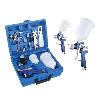 Afbeelding van 2 Stks/set HVLP Verf Sproeier Set, 0,8 MM &amp; 1,4 Nozzle Professionele Air Zwaartekracht Feed Spuitpistool Kit met 125ML 600ML Cup Tool voor Auto Meubels Schilderen Handheld
