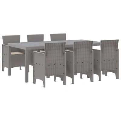 Afbeelding van vidaXL Tuin Eettafel Set 7 pcs Lichtgrijs 200 x 100 73 cm Kunststof