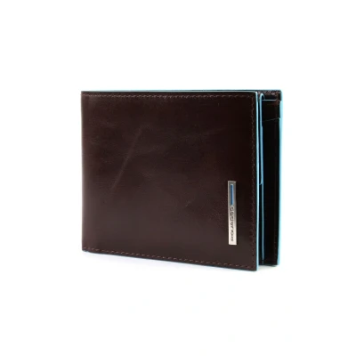 Afbeelding van Piquadro Blue Square Men&#039;s Wallet With Flip Up/Coin Pocket Mahogany