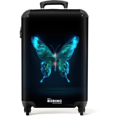 Afbeelding van NoBoringSuitcases.com® Kinderkoffer jongen Kindertrolley jongens Magische digitale vlinder Handbagage koffer lichtgewicht Reiskoffer trolley kinderen Rolkoffer met wieltjes Past binnen 55x40x20 en 55x35x25