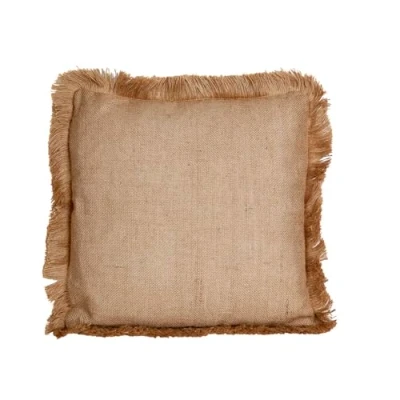 Afbeelding van Romimex Bruin kussen met franjes, 45 x 10 cm