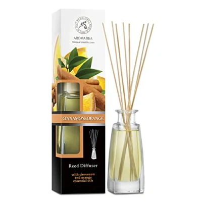 Afbeelding van Geurstokjes kaneel sinaasappel 100ml Intensieve Verse Langdurige en Frisse Geur Aromatherapie Diffuser Luchtverfrisser huisparfum geurolie geurverspreider met 8 bamboestokjes glazen fles charmante accessoires van Aromatika.