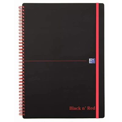 Afbeelding van Oxford BLACK N&#039; RED spiraalblok kunststof, 140 bladzijden ft A5, gelijnd 5 stuks