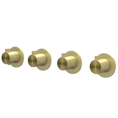 Afbeelding van IVY Tribe afbouwdeel inbouwthermostaat 3 stopkranen symmetry RVS 316 Geborsteld Mat Goud PVD