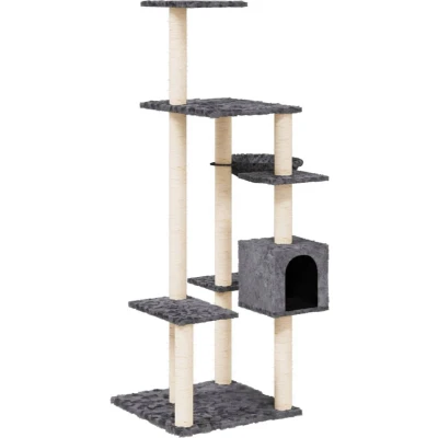 Afbeelding van vidaXL Kattenmeubel met sisal krabpalen 142 cm donkergrijs