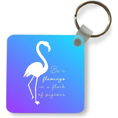 Afbeelding van Sleutelhanger Uitdeelcadeautjes Flamingo Silhouette Letters Quotes Plastic