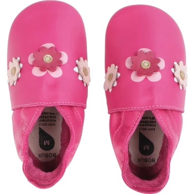 Afbeelding van Bobux Soft Soles Flowers pink Babyslofjes EU 18