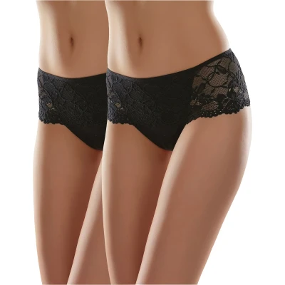 Afbeelding van Merry Style Dames Brazilian Onderbroek Katoen Regular Taille 2 Pack MS GAB 39 String 2P Zwart (2Pack) M