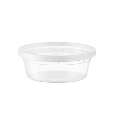 Afbeelding van Decorline Kunststof vershouddozen met luchtdicht deksel, 24 x 250 ml, rond, herbruikbare plastic Deli Cup, lekvrij, geurneutraal, BPA vrij, magnetron/vaatwasser/vriesbestendig
