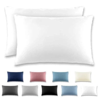 Afbeelding van REDKEY kussensloop 50 x 70 cm, set van 2, met ritssluiting, geborsteld microvezel, voor kussen, wasbaar tot 40 C, wit