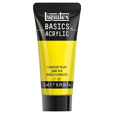 Afbeelding van Liquitex 8870503​ Basics acrylverf Fluorescent Yellow, 22 ml tube, lichtecht, waterbestendig, voor het schilderen en decoreren van hout, metaal, keramiek, kunststof, canvas