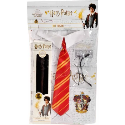 Afbeelding van Ciao s.r.l Harry Potter Toverstaf Griffoendor Verkleedaccessoires Kind en Volwassenen Tovenaarsset Officiële licentie 4 Delig Stropdas/Bril/Shirt/Toverstaf One Size