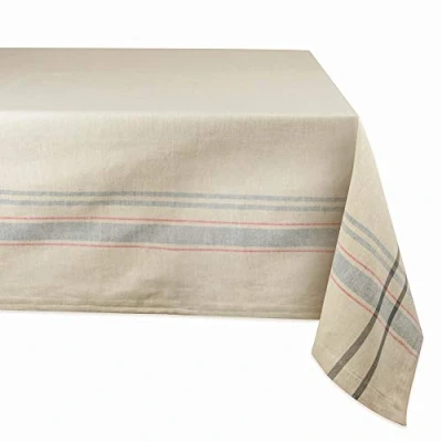Afbeelding van DII Franse Stripe Tafelblad Collectie Boerderij Stijl Eettafel Linnen Tafelkleed, 60x120, Taupe/Grijs
