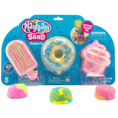 Afbeelding van Learning Resources Playfoam lekkernijen, hoogwaardig speelzand om te kneden, mengen, vormen en figuren maken, roze, blauw geel speelzand, droogt nooit uit, 3 pack, leeftijd 3+