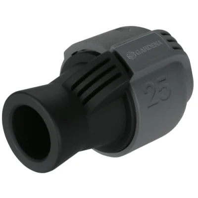 Afbeelding van Gardena sprinklersysteem verbinding: Verbindingsstuk voor buisaansluiting en directe aansluiting op huishoudelijke watervoorziening, 25 mm x 3/4&quot; binnendraad, Quick &amp; Easy techniek (2761 20), Zwart, Oranje, Grijs