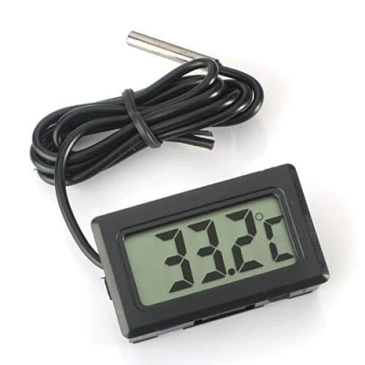 Afbeelding van ICQUANZX Digitale LCD thermometer Temperatuurmonitor met externe sonde voor Koelkast Diepvriezer Aquarium Zwart