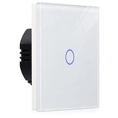 Afbeelding van Navaris touch lichtschakelaar voor wand Lichtknop met haptic Inbouwschakelaar glazen frame Wandschakelaar Wit