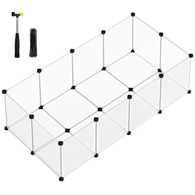 Afbeelding van huisdier lichaamsbeweging speelbox met bodem, 20 panelen, DIY behuizing hek kooi voor kleine dieren, cavia&#039;s, hamsters, konijntjes, rennen en krat, wit
