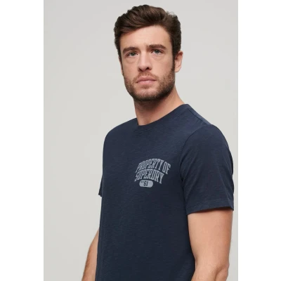 Afbeelding van Superdry Mannen Athletic College T shirt met Print Blauw Grootte: XL