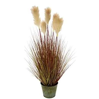 Afbeelding van pampasgras in pot verengras oedergras zijden bloemen grasstruik decoratief gras kunstgras kunstmatige plant solitair siergras pampas kamerplant struik