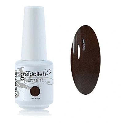 Afbeelding van Vishine Soak Off nagellak 8ml, semi permanent, UV, LED, nail art, manicure, basislak, donkerbruin, #1540