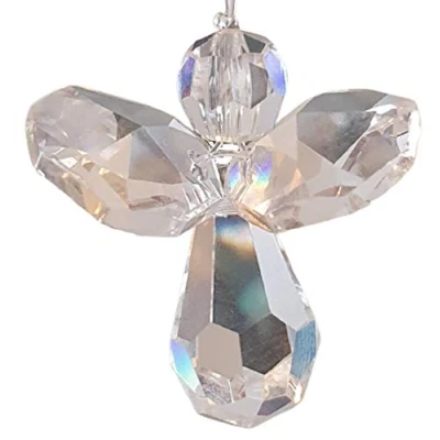 Afbeelding van Bedankengel met gekleurde swarovski kristal Transparant (raamhanger, raamkristal, bescherm engel, fengshui, crystal)(Raamhanger, raamkristal , kersthanger, kerst ornament, kerst, cadeau, raamdecoratie, geluksengel, beschermengel, swarovski)