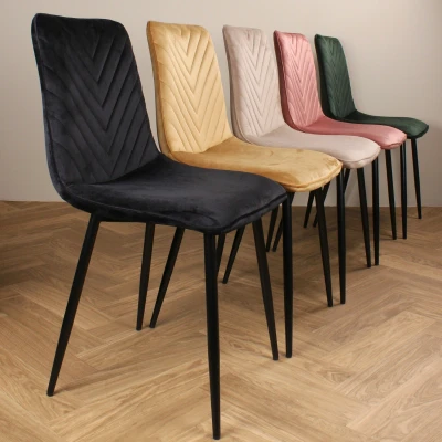 Afbeelding van DS4U Gaby eetkamerstoel velvet zwart Stof