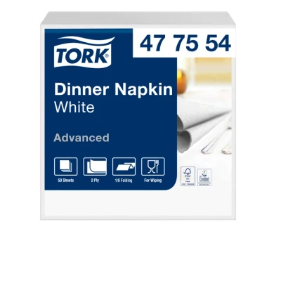 Afbeelding van Dinnerservetten Tork 1/8 vouw 2 laags 150st wit 477554