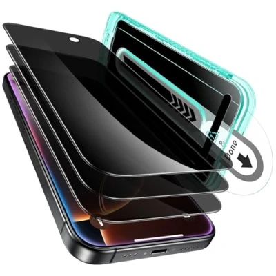 Afbeelding van ESR 3 pack voor telefoon 2024 Pro privacyschermbeschermer, anti spy gehard glas privacyschermbeschermer met perfecte pasvorm, micro gebogen randen, hoesvriendelijk