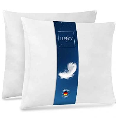Afbeelding van LILENO HOME Verenkussen 60 x cm, set van 2, kussen veren als hoofdkussen, slaapkussen en bedkussen, perfect voor mensen met een allergie kinderen, 850 g veervulling