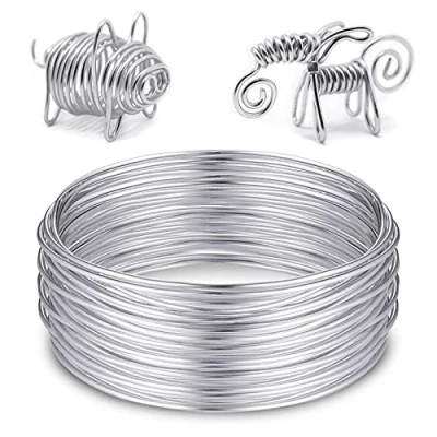 Afbeelding van Zocipro Knutseldraad, 2 mm x 20 m, zilverdraad, sieradendraad, aluminiumdraad, zachte en flexibele draad, draad voor sieraden, decoratieonderdelen, doe het zelf sculpturen, kransen maken