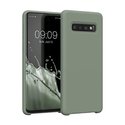 Afbeelding van kwmobile telefoonhoesje geschikt voor Samsung Galaxy S10 Hoesje met siliconen coating Smartphone case in grijsgroen