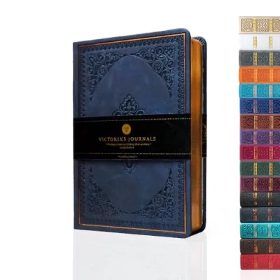 Afbeelding van Victoria&#039;s Journals Kunstlederen vintage dagboek met harde kaft, gevoerd notitieboek, zakdagboek voor op reis oude uitstraling, mini B6 formaat 16,5 x 10,7 cm
