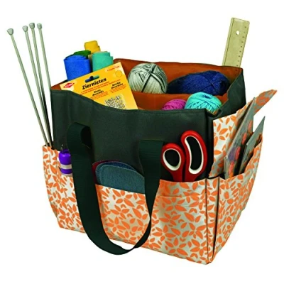 Afbeelding van Kleiber Knutseltas/handwerktas, 100% polyester, oranje/grijs, 34 x 29 25 cm