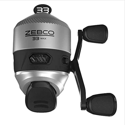 Afbeelding van Zebco 33 MAX Spincast vismolen, glad en krachtig 2:6:1 overbrengingsverhouding Quickset Anti Reverse met bijtwaarschuwing, lichtgewicht grafiet frame een verstelbare draaiknop, zilver/zwart