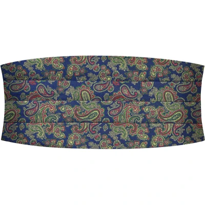 Afbeelding van Zijden cumberband met kleurrijk lichtblauw paisleymotief