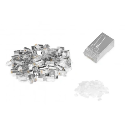 Afbeelding van DIGITUS AK 219603 Cat 6 Crimp Connectors 100 stuks RJ45 netwerk connectoren afgeschermd Voor Cat6 netwerkkabels, patchkabels &amp; PoE Ethernet LAN kabels 1GBase T 8P8C AWG 27/7 tot 24/7