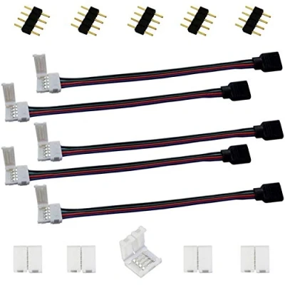 Afbeelding van RGB 5050 led snelkoppeling 4 polige verbindingskabel aansluitkabel Stripe connector verlenging adapter hoekconnector voor 10 mm brede strips naar ledstrip of controller 17 cm